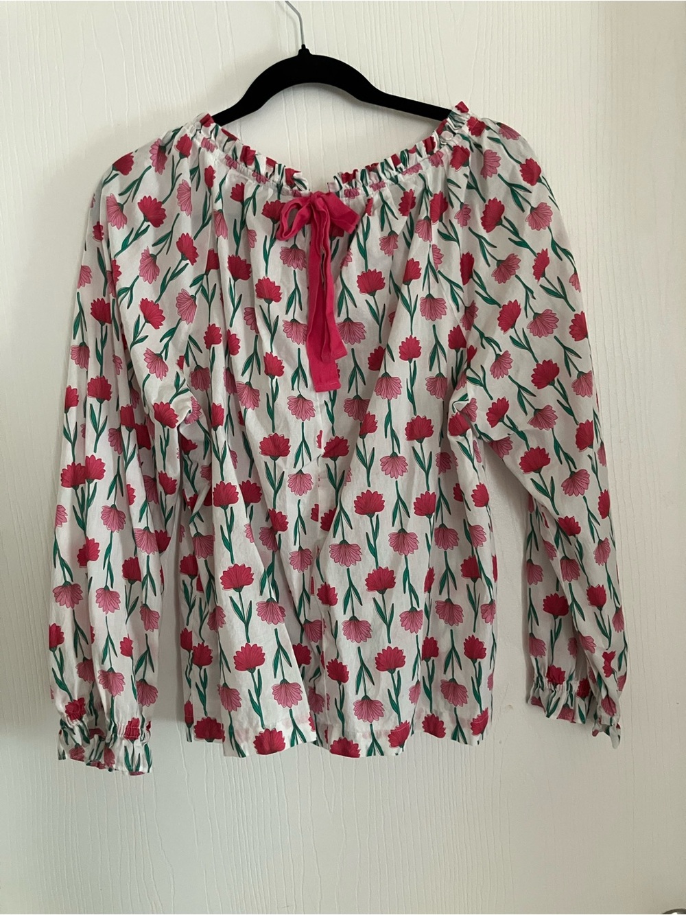 J. Crew White Blouse with Pink Red Floral Print - Picture 5 of 5